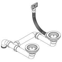 VidaXL Gootsteen dubbele bakken graniet beige - thumbnail