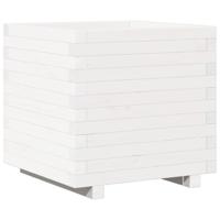 VidaXL Plantenbak 50x50x49,5 cm massief grenenhout wit - thumbnail