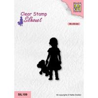 Nellie's Choice • silhouet clear stempels girl with bear - thumbnail