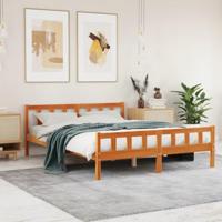 Bedframe zonder matras massief grenenhout wasbruin 150x200 cm - thumbnail