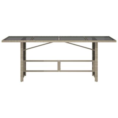 Tuintafel met glazen blad 190x80x74 cm poly rattan lichtgrijs - thumbnail