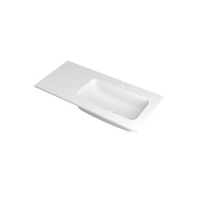 INK Faktor Wastafel Polystone Rechts met 1 Kraangat - 1000x450x15 mm - Mat Wit