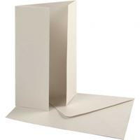Creativ Company Parelmoer kaart & envelop, afmeting kaart 10,5x15 cm, afmeting envelop 11,5x16,5 cm, 230+120 gr, off-white, 10 set/ 1 doos - thumbnail