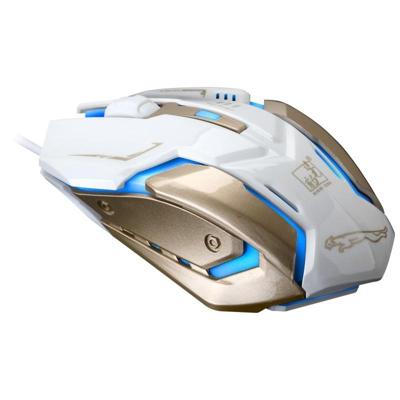 Jagen Leopard K1 USB 1600DPI drie-snelheid Instelbare LED-achtergrondverlichting Mute Wired optische gaming muis lengte: 1.3 m (wit)