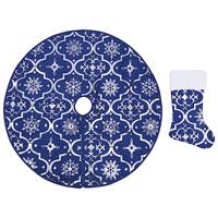 VidaXL Kerstboomrok luxe met sok 122 cm stof blauw - thumbnail