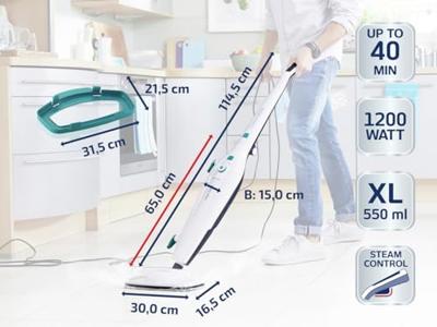 LEIFHEIT CleanTenso Rechtopstaande stoomreiniger 0,55 l Turkoois, Wit 1200 W LEIFHEIT CleanTenso Rechtopstaande stoomreiniger 0,55 l Turkoois, Wit 1200 W