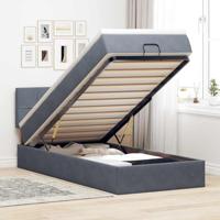 Ottoman bed met matras 100x200 cm fluweel donkergrijs - thumbnail