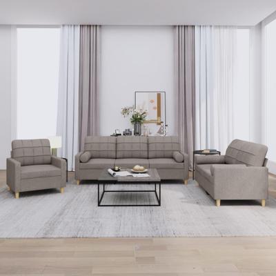 3-delige Loungeset met kussens stof taupe
