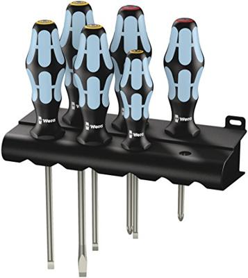 Wera 3334/6 schroevendraaier-set, rvs + houder, 6-delig (zwart/blauw)