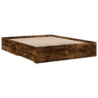 Bedframe met lades bewerkt hout gerookt eikenkleurig 150x200 cm - thumbnail