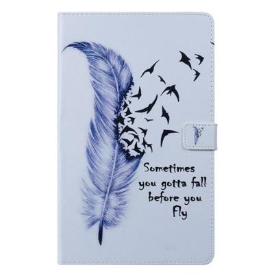 Voor Galaxy tab A 10 1 (2019) 3D gekleurde tekening horizontale Flip lederen draagtas met houder & kaartsleuven & portemonnee (Feather)