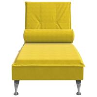 Massage chaise longue met bolster fluweel geel - thumbnail