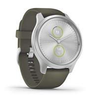 Garmin vivomove Style, Silver-Moss Green, Silicone Smartwatch Mosgroen - thumbnail