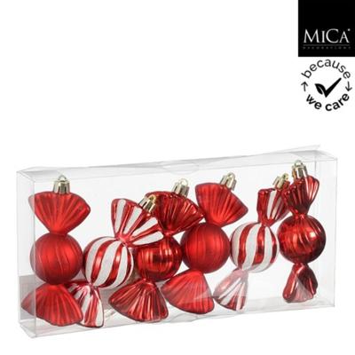 Mica Decorations Snoep Hanger 5x3.5x10 cm 6 Stuks Rood/Wit
