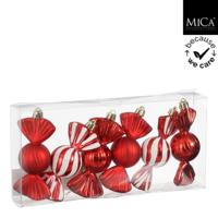 Mica Decorations Snoep Hanger 5x3.5x10 cm 6 Stuks Rood/Wit - thumbnail