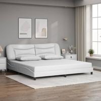Bedframe met LED zonder matras "Hvar" kunstleer wit 200x200 cm - thumbnail