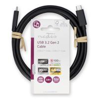 Nedis CCGL64020BK20 Usb-kabel Usb 3.2 Gen 2x2 Usb-c™ Male Usb-c™ Male 100 W 4k@60hz 20 Gbps Vernikkeld 2.00 M Rond Pvc Zwart Label - thumbnail
