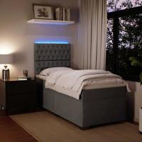 Boxspring met matras fluweel donkergrijs 80x200 cm - thumbnail