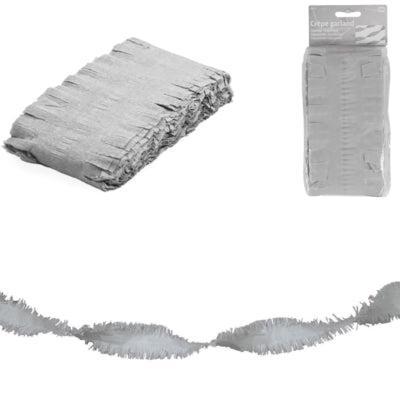 Folat twist slinger crêpepapier zilverkleurig 6 meter | 24 stuks