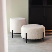 LABEL51 Hocker 'Troy' Bouclé, 46cm, kleur Naturel - thumbnail