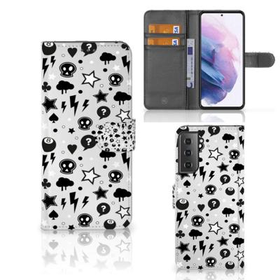 Telefoonhoesje met Naam Samsung Galaxy S21 Plus Silver Punk | Portemonnee hoesje