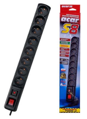 ACAR S8 power uitbreiding 1,5 m 8 AC-uitgang(en) Binnen Zwart