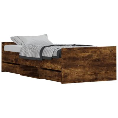Bedframe met hoofd- en voeteneinde gerookt eiken 100x200 cm - thumbnail