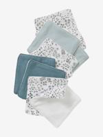 Set van 10 washandjes plantenprint/blauw/groen - thumbnail