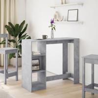 Bartafel met schap 124x46x103,5 cm bewerkt hout betongrijs - thumbnail