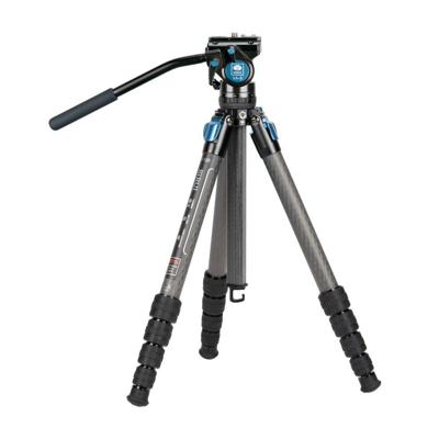 SIRUI ST-125 + VA-5 waterdicht statief van koolstofvezel met videokop, vloeibaar, 360 graden, panorama, professioneel reisstatief voor camera's, driehoekige zuil, 158 cm, maximale belasting 3 kg