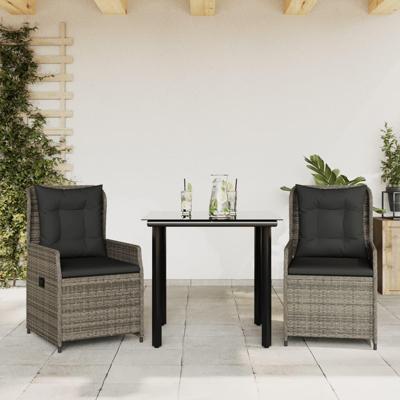3-delige Tuinset met kussens poly rattan grijs 3-delige Tuinset met kussens poly rattan grijs