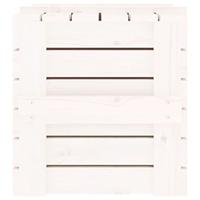 Opbergbox 58x40,5x42 cm massief grenenhout wit - thumbnail