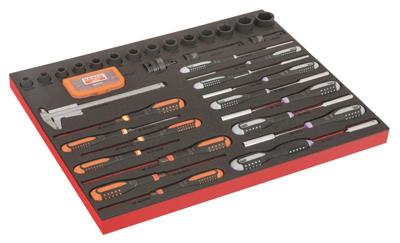 Bahco Foaminlay Fit&Go 3/3 met slagdoppen 1/2" | ERGO schroevendraaiers | bits en schuifmaat - met lasermarkering - 65-delig - FF1A222LM