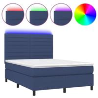 Boxspring met matras en LED stof blauw 140x190 cm - thumbnail