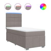 Boxspring met matras stof taupe 200x200 cm - thumbnail