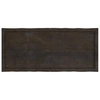 Tafelblad natuurlijke rand 120x50x(2-4)cm eikenhout donkerbruin - thumbnail