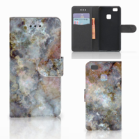 Huawei P9 Lite Bookcase Marmer Grijs - thumbnail