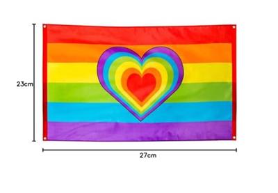 Vlag Regenboog Hart 90x150cm
