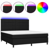 Boxspring met matras en LED stof zwart 180x200 cm - thumbnail