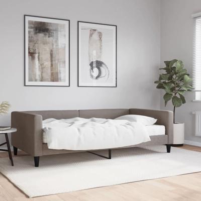 Slaapbank met matras 100x200 cm stof taupe