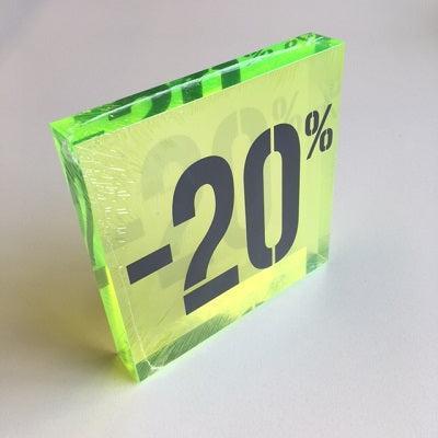 Acryl kortingsblok -20% fluor groen
