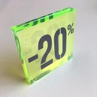 Acryl kortingsblok -20% fluor groen - thumbnail