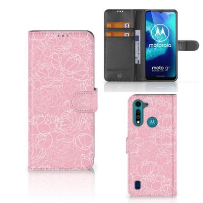 Motorola G8 Power Lite Hoesje White Flowers Motorola G8 Power Lite Hoesje White Flowers