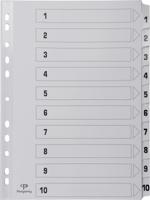 Pergamy tabbladen met indexblad, ft A4, 11-gaatsperforatie, karton, set 1-10 - thumbnail