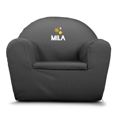 Kinderfauteuil met naam bedrukken - Grijs Kinderfauteuil met naam bedrukken - Grijs