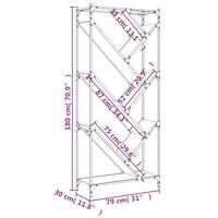 Boekenkast 79x30x180 cm bewerkt hout en metaal zwart - thumbnail