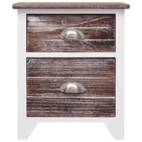 VidaXL Nachtkastje 38x28x45 cm paulowniahout bruin en wit - thumbnail