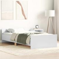 Bedframe bewerkt hout wit 75x190 cm - thumbnail