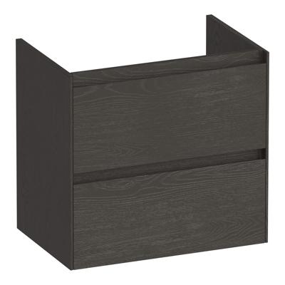 Brauer Inspire - Onderkast Ondiep - 60 cm - met 2 Softclose Lades Greeploos en 1 Sifon Uitsparing - Timber Anthracite
