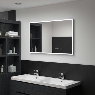 VidaXL Badkamerspiegel led met aanraaksensor en tijdweergave 100x60 cm